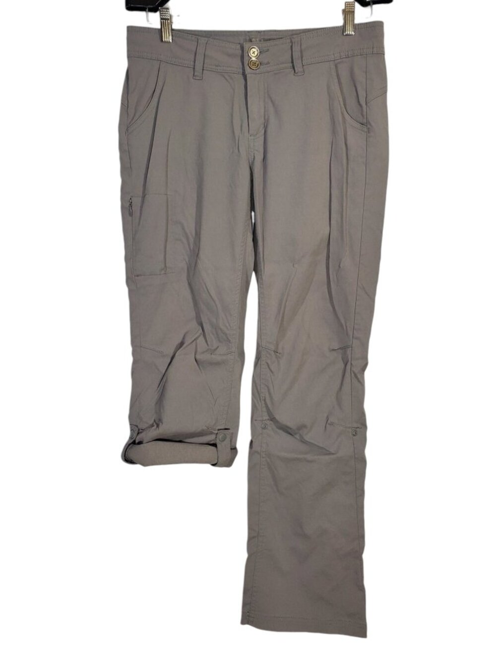 Prana Halle Pants Women's 6 Gray Zion Stretch Roll-Up Nylon UPF-50 Hiking Camp